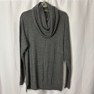 Tahari Womens Med Gray Fine Merino Wool Sweater Cowl Neck Long Sleeve Pullover